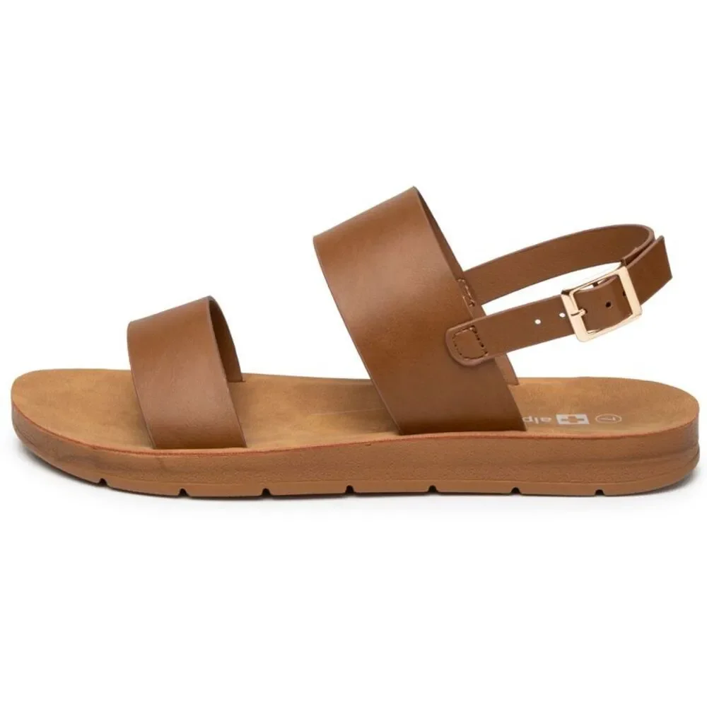 Alpine Swiss Brown Women's Sandals - Picture 3 of 6